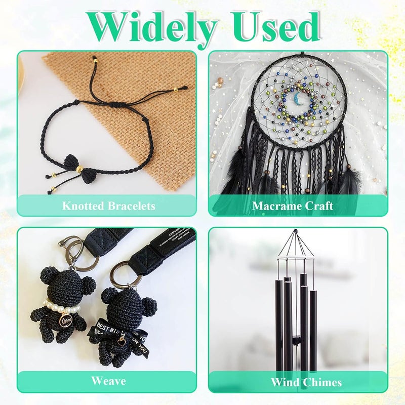 anezus Black Nylon String, 0.8mm Nylon Thread Chinese Knotting Cord Tarred Twine Outdoor String for Braided Bracelets, Beading, Necklaces, Macrame Craft, Wind Chime, Blinds, Jewelry Making - Image 4